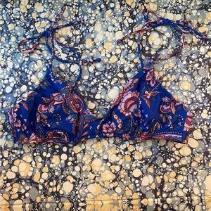 J. Crew Blue Floral Swim Top. Sz medium. Worn once. Like new.